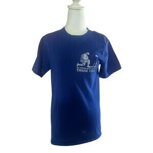 Hanes Men's Small  To Those who Serve Thank You  Blue Short Sleeve Tee Shirt